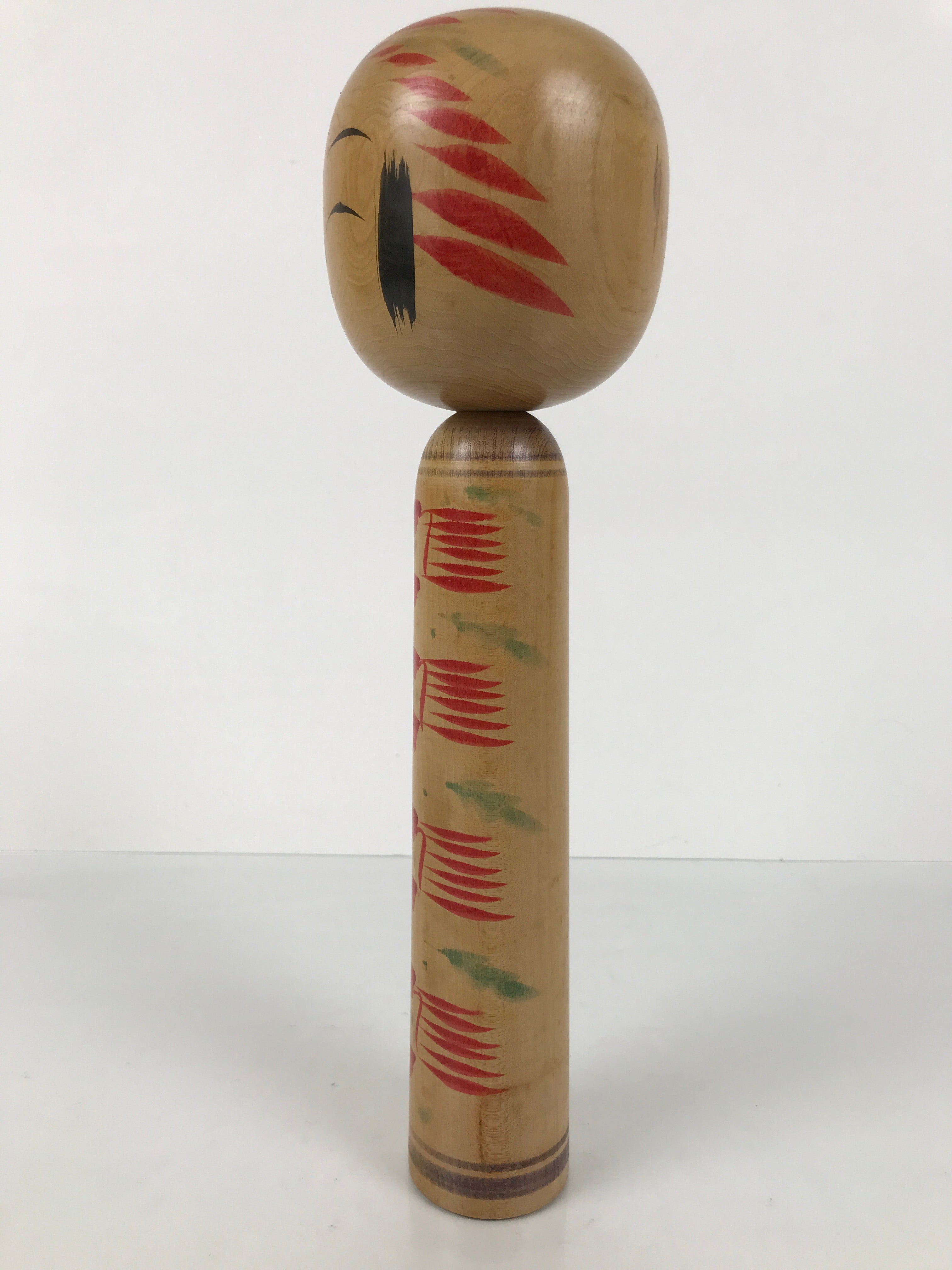 Japanese Classic Wooden Kokeshi Doll Vtg Black Red Brown Traditional Craft KF787