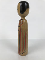 Japanese Classic Wooden Kokeshi Doll Vtg Black Red Brown Traditional Craft KF790