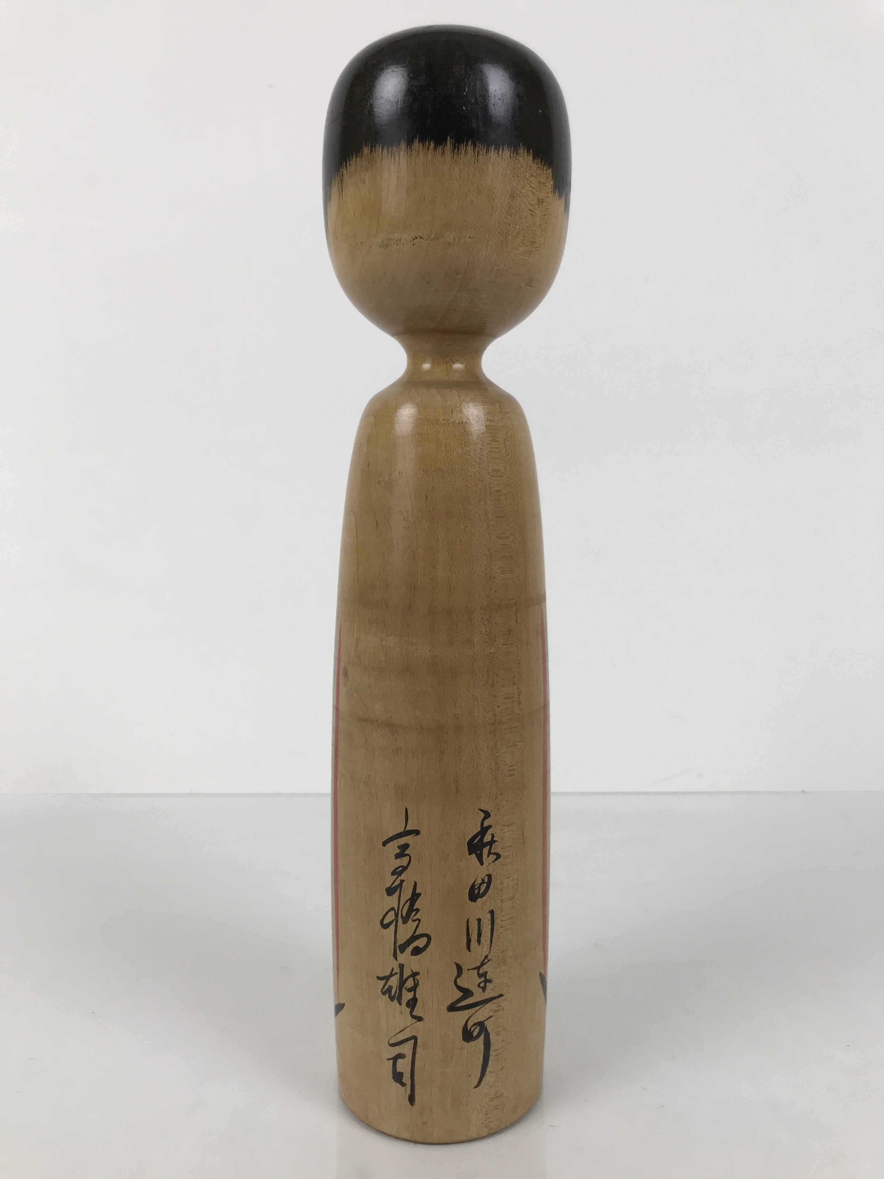 Japanese Classic Wooden Kokeshi Doll Vtg Black Red Brown Traditional Craft KF790