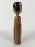 Japanese Classic Wooden Kokeshi Doll Vtg Black Red Brown Traditional Craft KF790