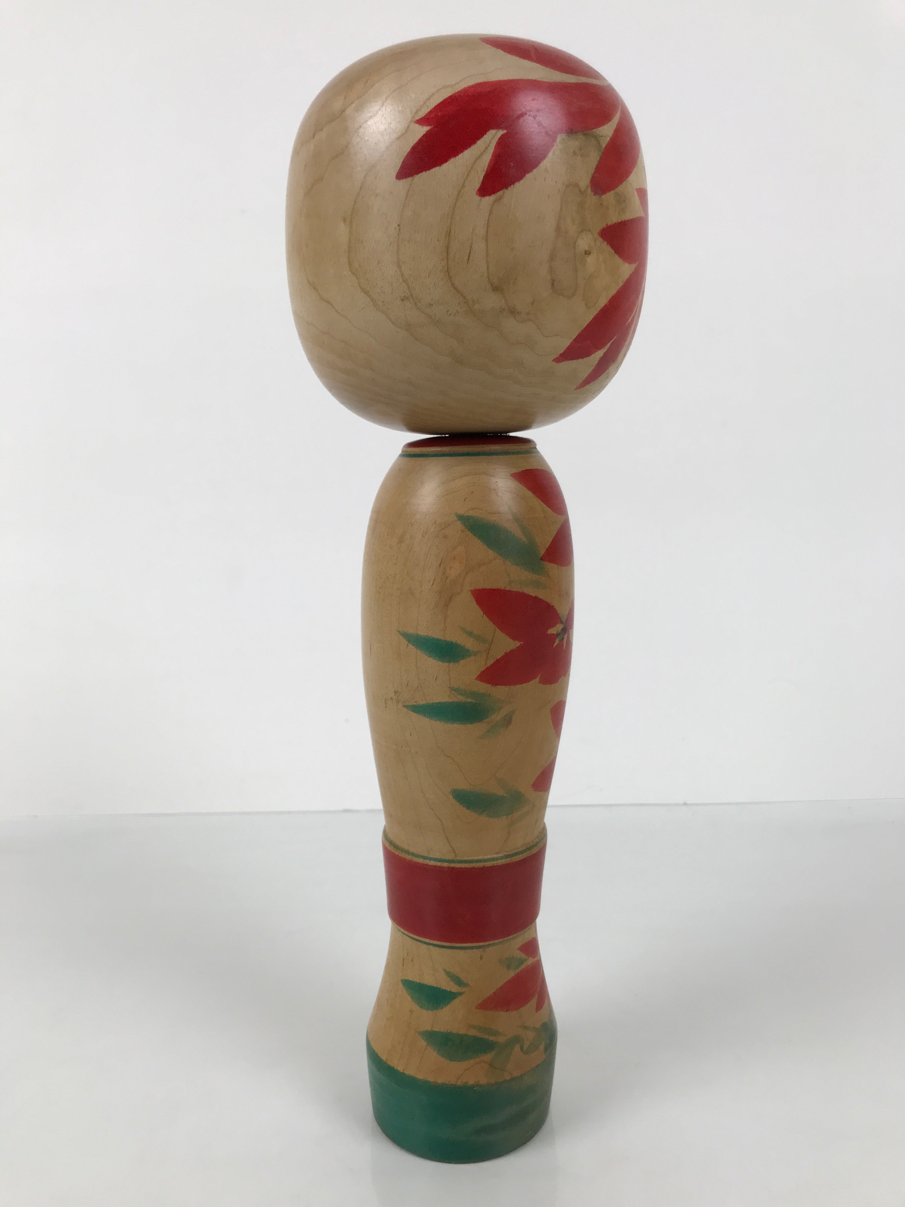 Japanese Classic Wooden Kokeshi Doll Vtg Black Red Green Traditional Craft KF772