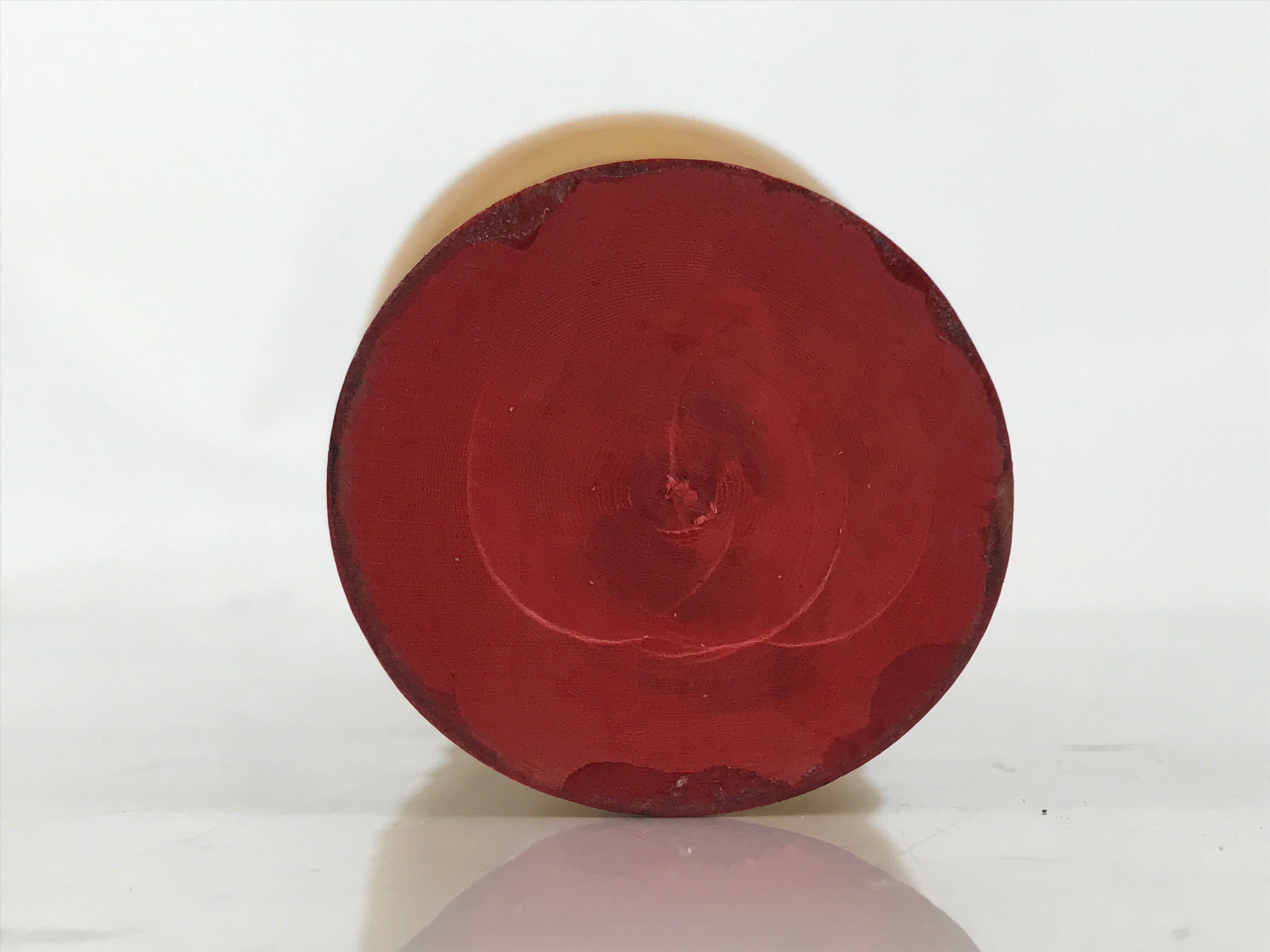 Japanese Classic Wooden Kokeshi Doll Vtg Hair Bun Red Black Check Flowers KF737