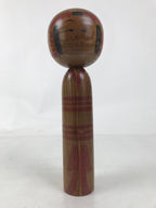 Japanese Classic Wooden Kokeshi Doll Vtg Hair Hime Cut Red Black Kimono KF738