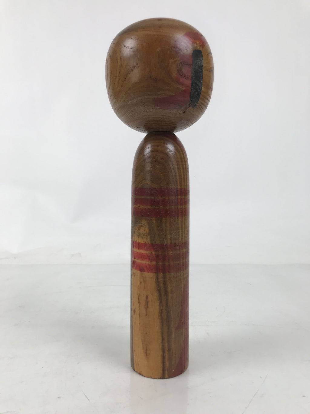 Japanese Classic Wooden Kokeshi Doll Vtg Hair Hime Cut Red Black Kimono KF738