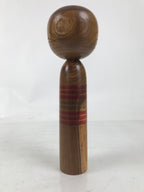 Japanese Classic Wooden Kokeshi Doll Vtg Hair Hime Cut Red Black Kimono KF738