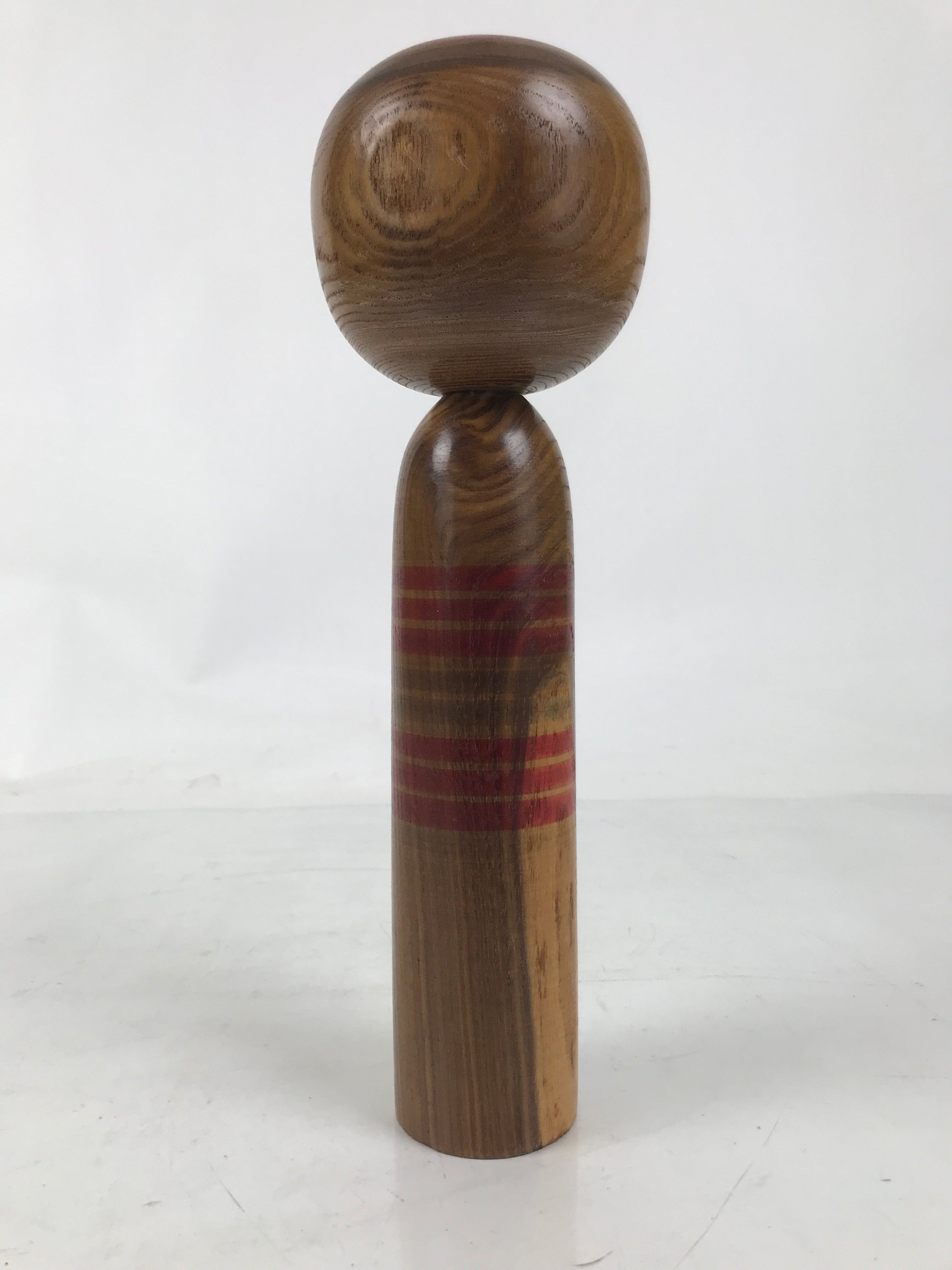 Japanese Classic Wooden Kokeshi Doll Vtg Hair Hime Cut Red Black Kimono KF738