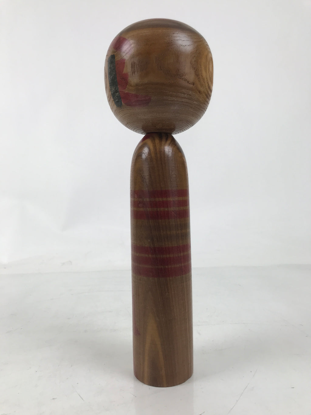 Japanese Classic Wooden Kokeshi Doll Vtg Hair Hime Cut Red Black Kimono KF738