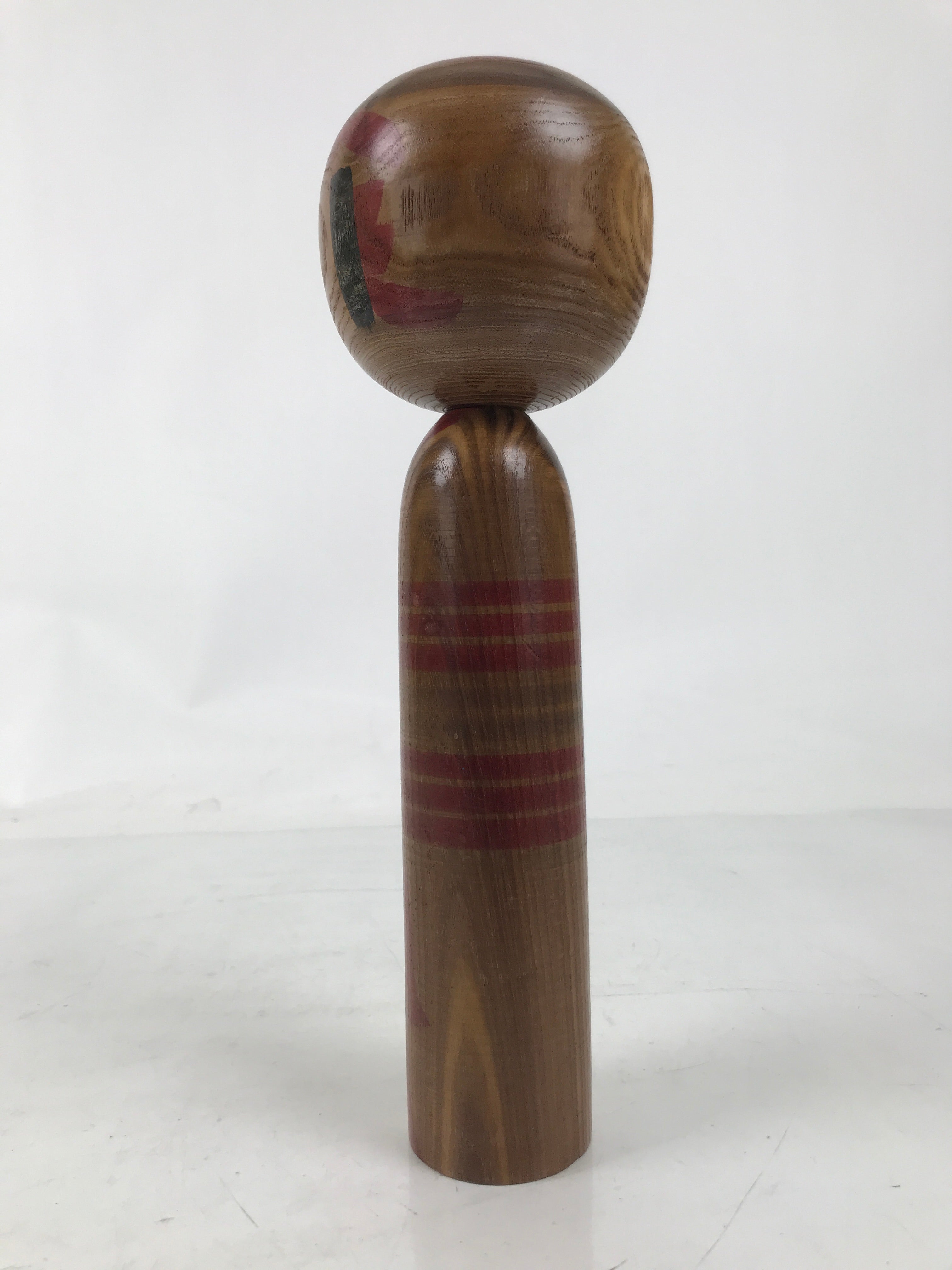 Japanese Classic Wooden Kokeshi Doll Vtg Hair Hime Cut Red Black Kimono KF738