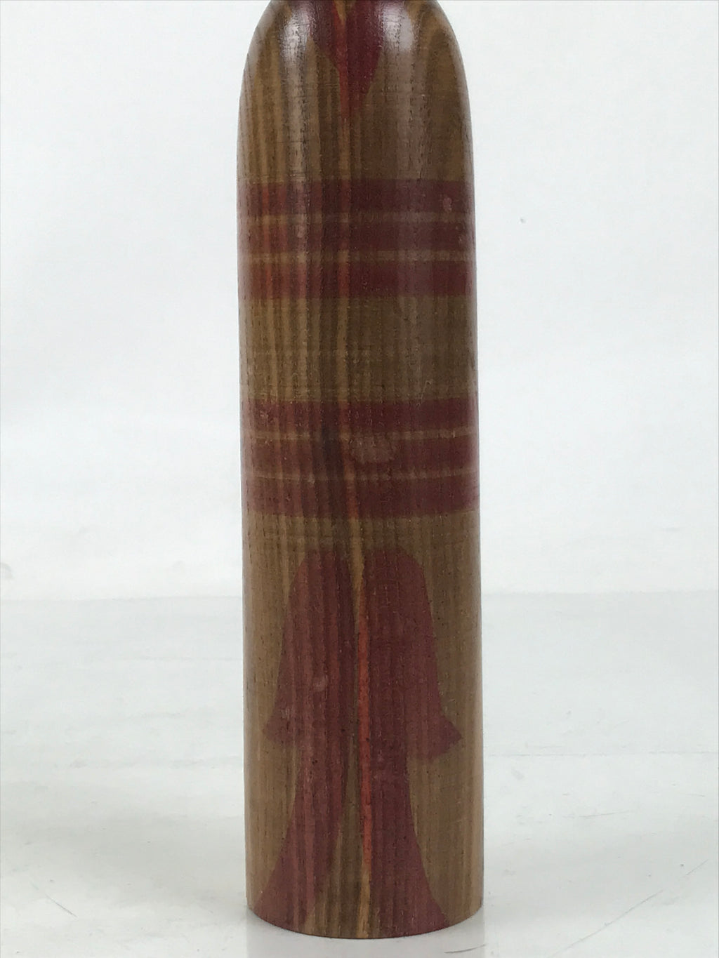 Japanese Classic Wooden Kokeshi Doll Vtg Hair Hime Cut Red Black Kimono KF738
