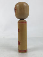 Japanese Classic Wooden Kokeshi Doll Vtg Hair Hime Cut Red Black Nadeshiko KF740
