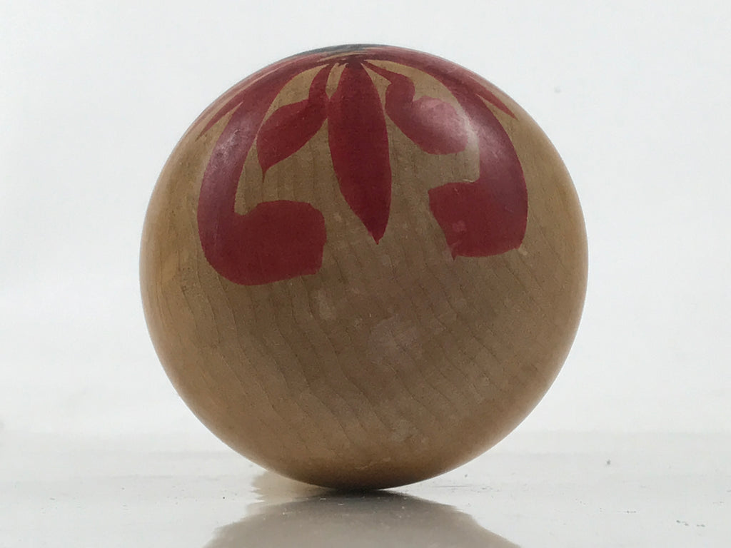 Japanese Classic Wooden Kokeshi Doll Vtg Hair Hime Cut Red Black Nadeshiko KF740