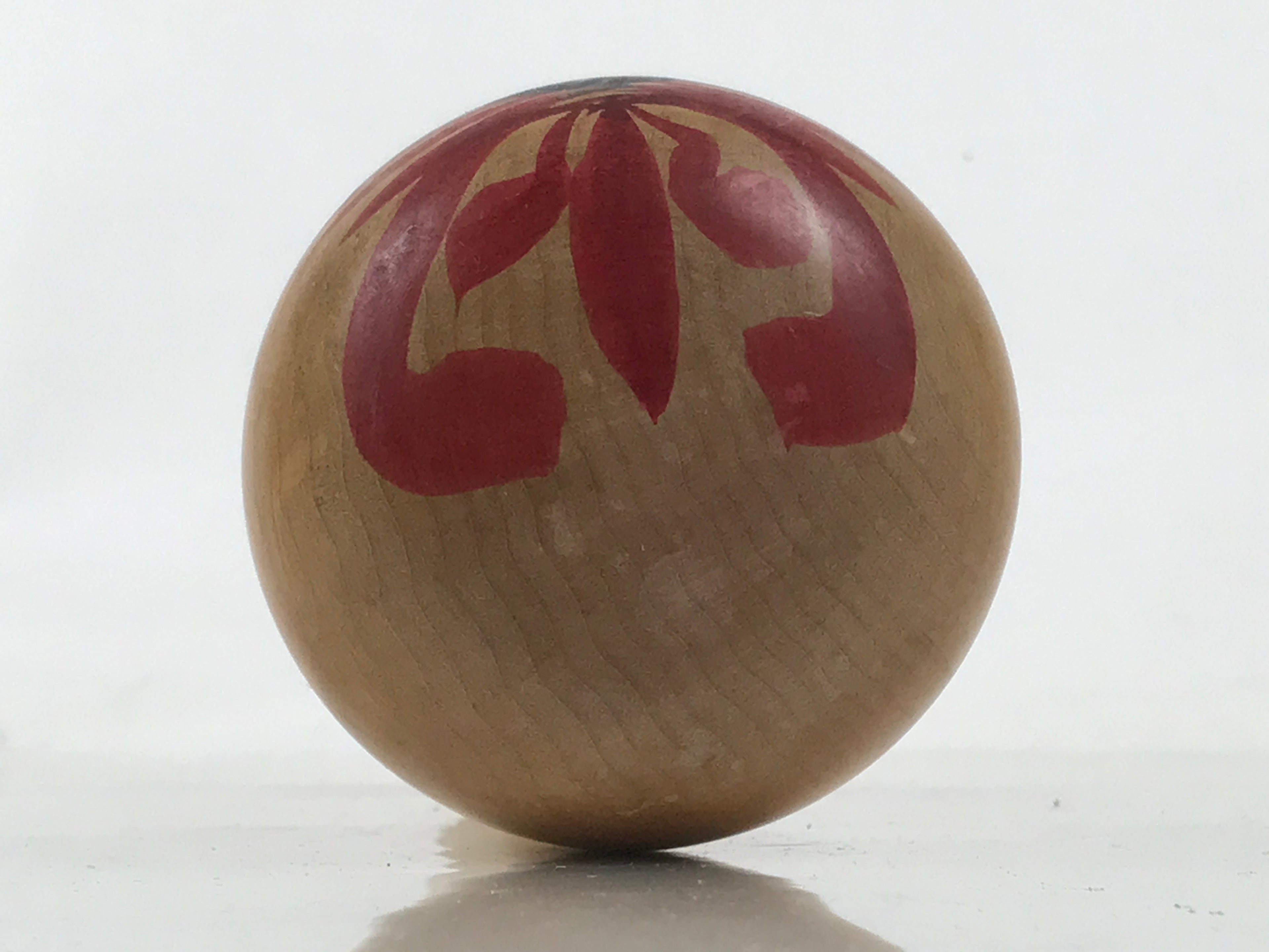 Japanese Classic Wooden Kokeshi Doll Vtg Hair Hime Cut Red Black Nadeshiko KF740