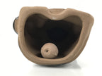 Japanese Clay Bell Ainu Girl Dorei Vtg Tsuchi-Suzu Black Brown Blue Glaze DR601