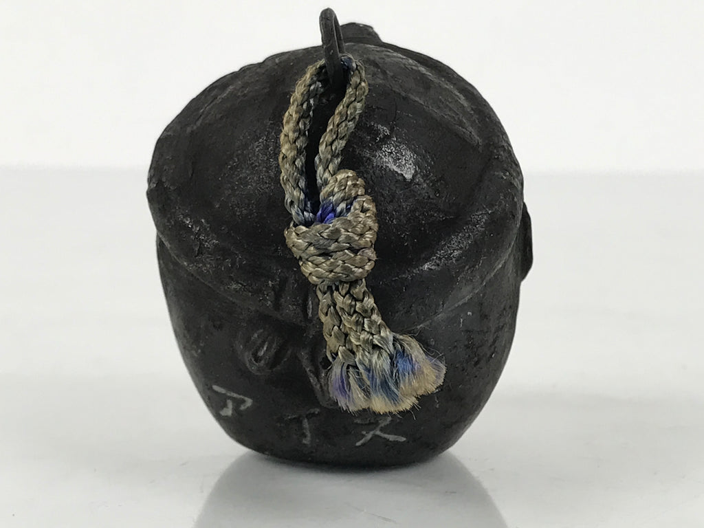 Japanese Clay Bell Dorei Ainu Man Vtg Tsuchi-Suzu Hokkaido Unglazed Black DR614