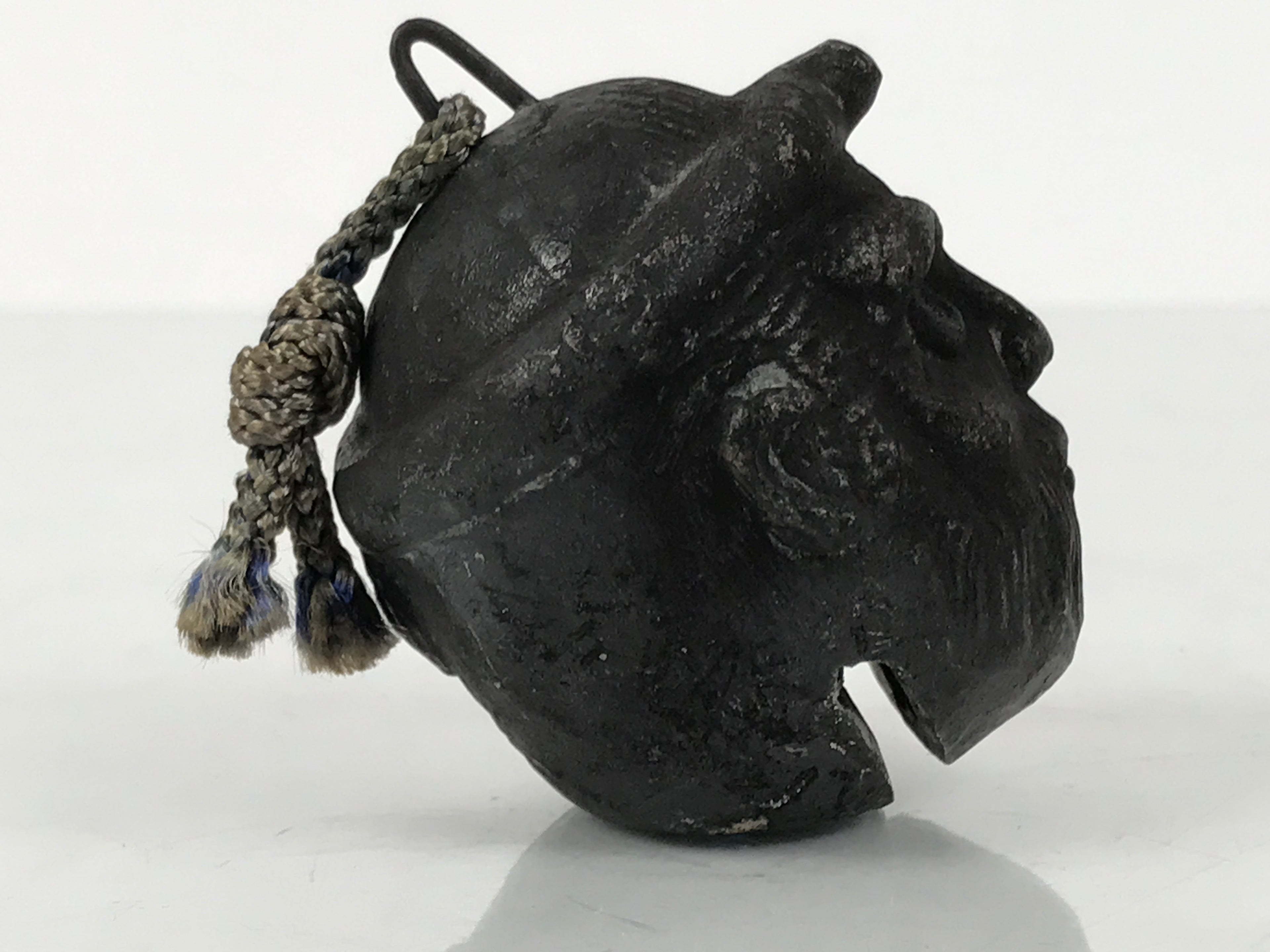 Japanese Clay Bell Dorei Ainu Man Vtg Tsuchi-Suzu Hokkaido Unglazed Black DR614