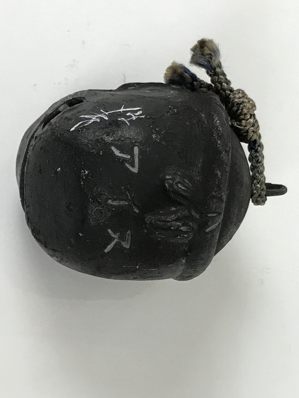 Japanese Clay Bell Dorei Ainu Man Vtg Tsuchi-Suzu Hokkaido Unglazed Black DR614