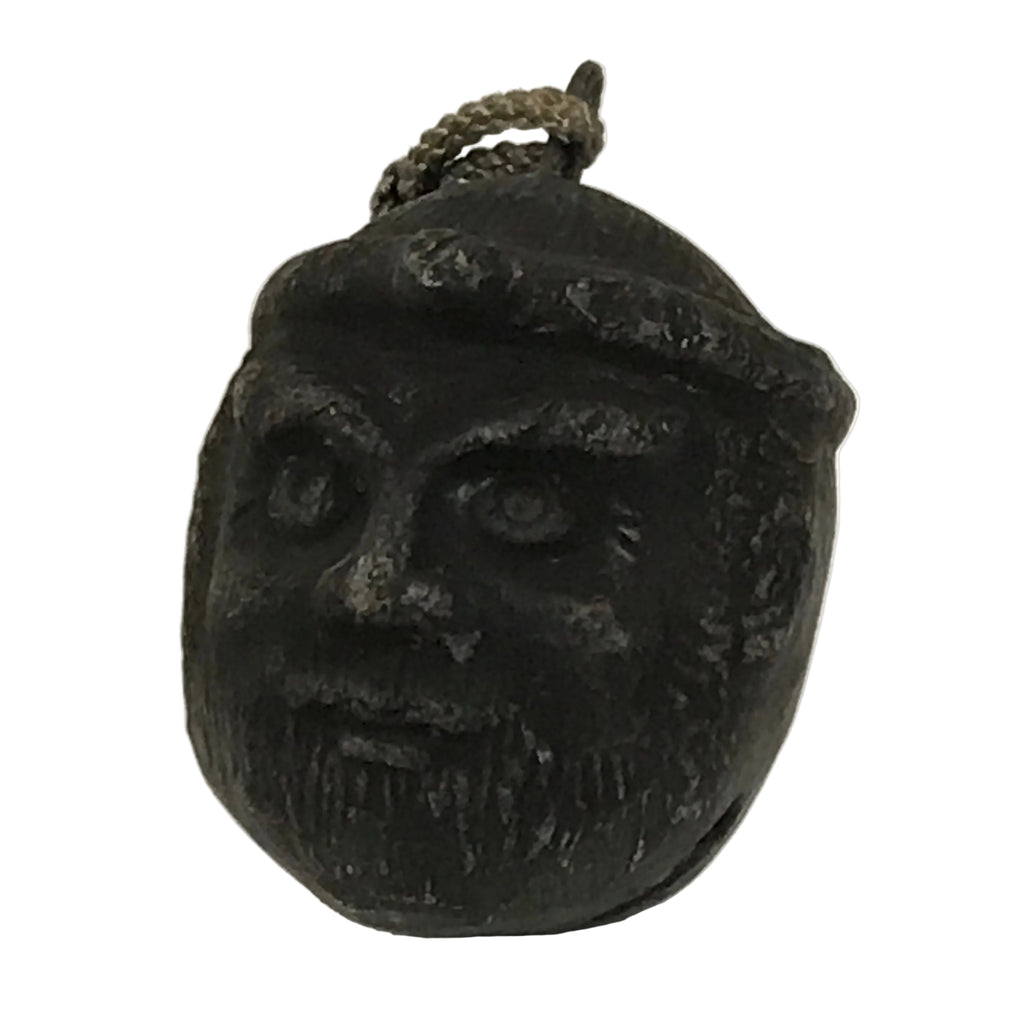 Japanese Clay Bell Dorei Ainu Man Vtg Tsuchi-Suzu Hokkaido Unglazed Black DR614