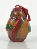 Japanese Clay Bell Dorei Ainu Woman Vtg Tsuchi-Suzu Hokkaido Brown Red DR679