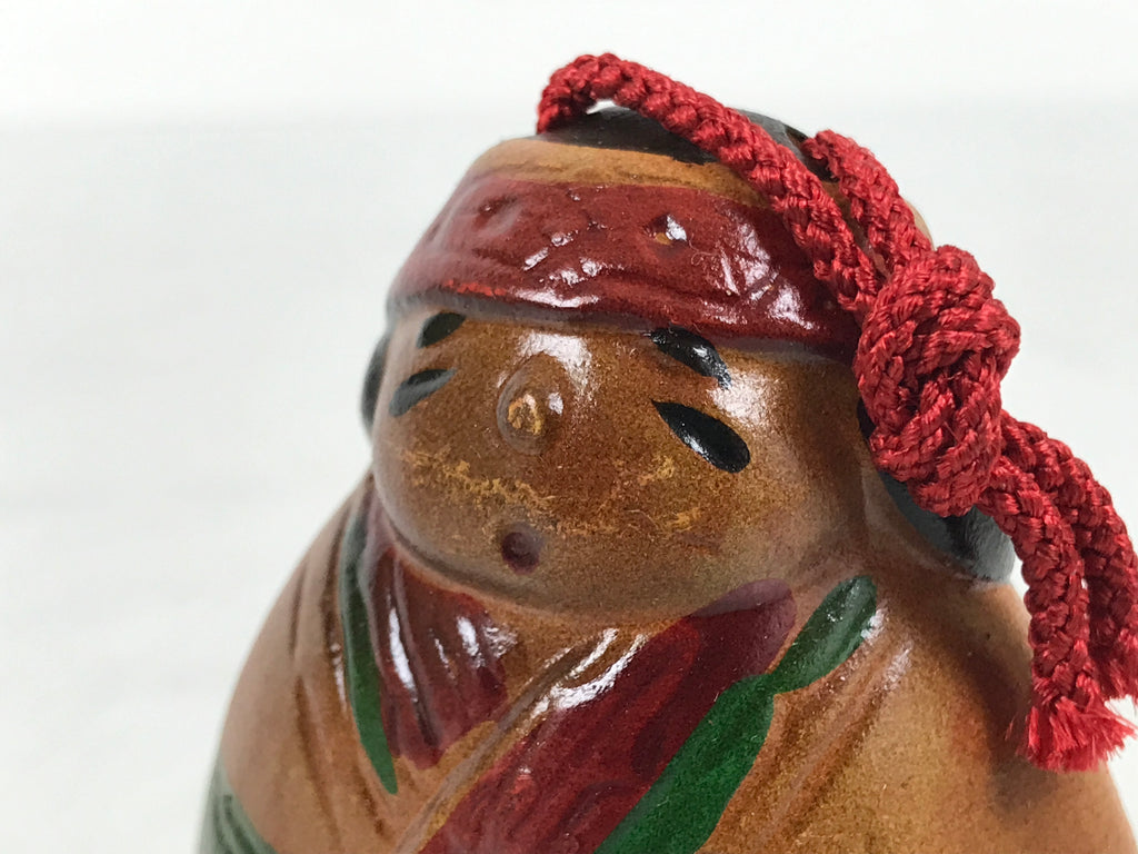 Japanese Clay Bell Dorei Ainu Woman Vtg Tsuchi-Suzu Hokkaido Brown Red DR679