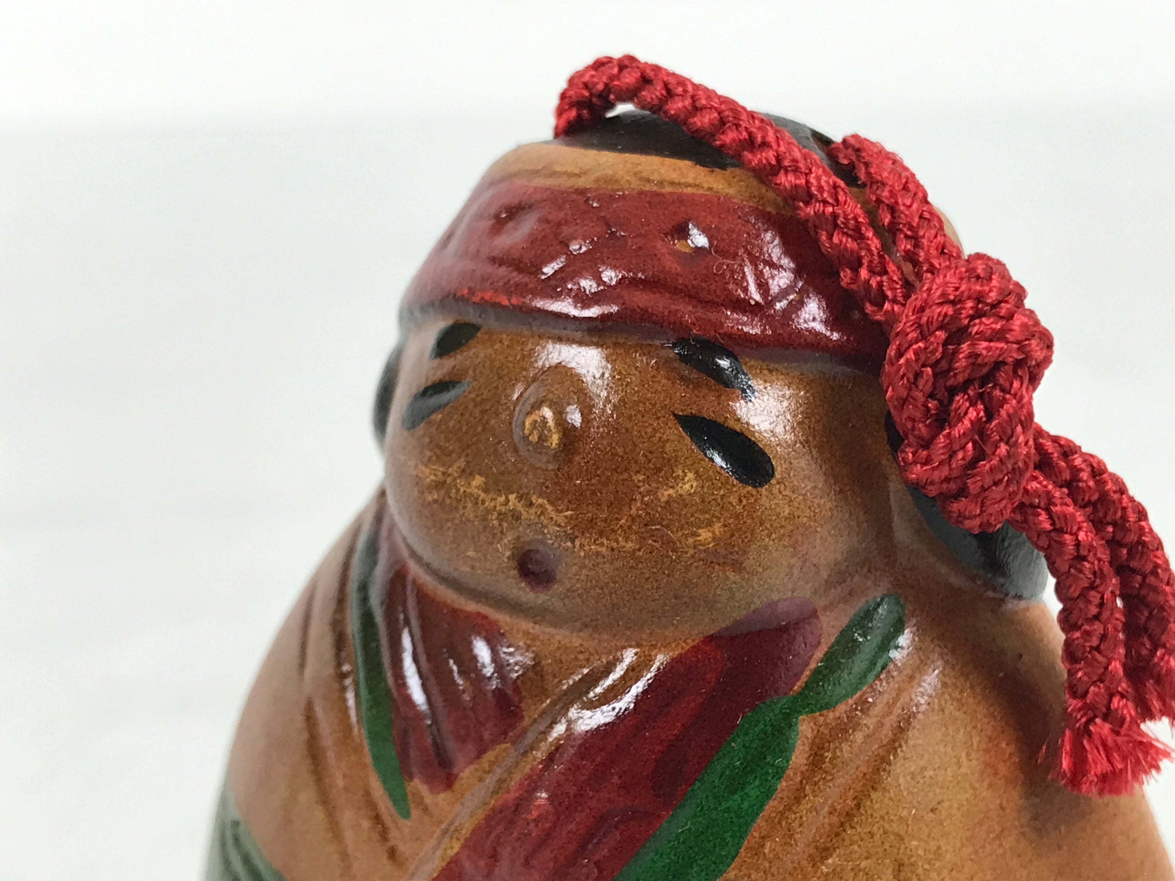 Japanese Clay Bell Dorei Ainu Woman Vtg Tsuchi-Suzu Hokkaido Brown Red DR679