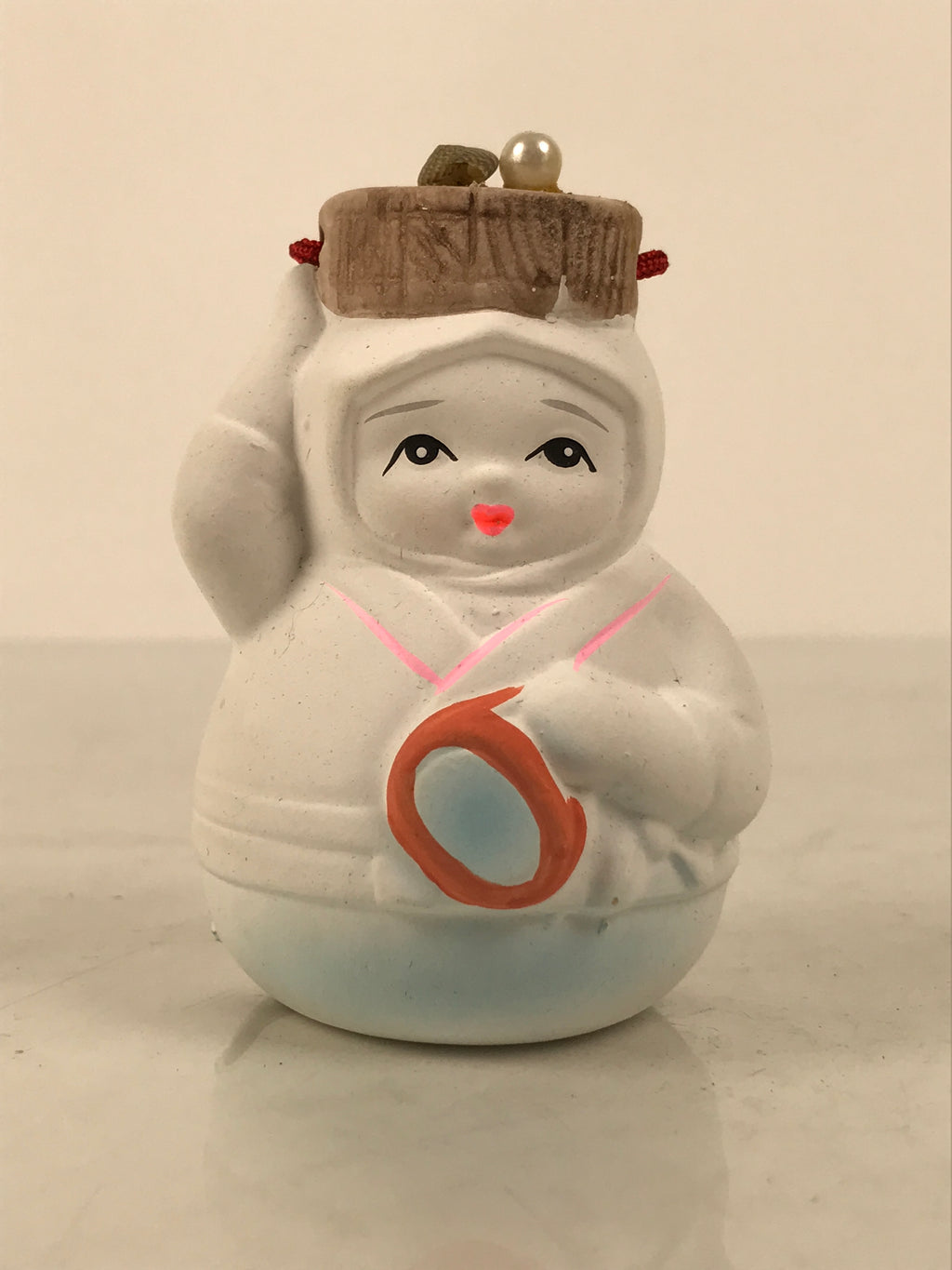 Japanese Clay Bell Dorei Ama Pearl Diver Woman Vtg Tsuchi-Suzu Toba White DR680