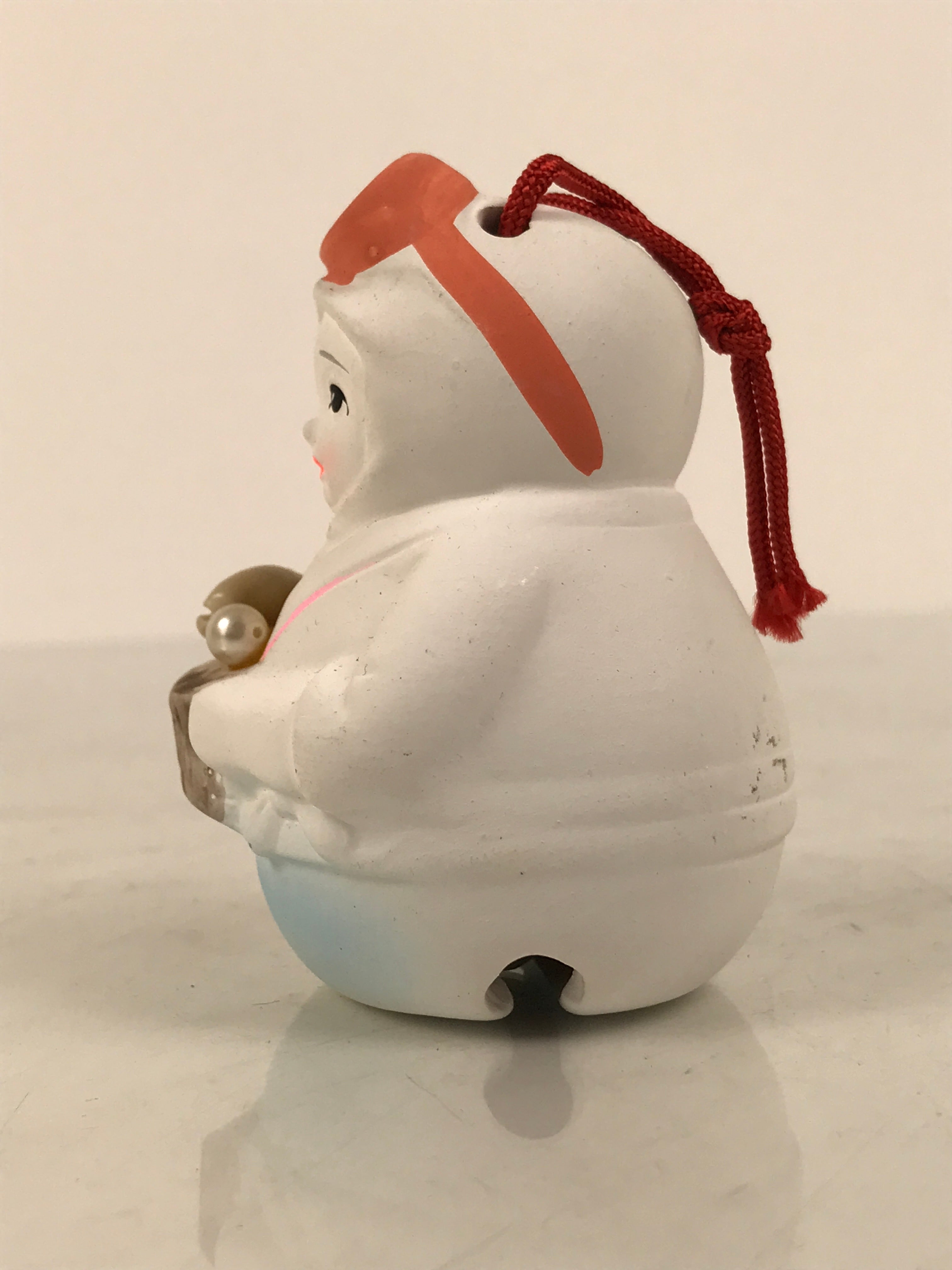 Japanese Clay Bell Dorei Ama Pearl Diver Woman Vtg Tsuchi-Suzu Toba White DR681