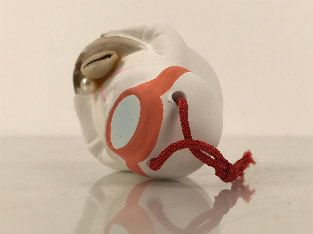 Japanese Clay Bell Dorei Ama Pearl Diver Woman Vtg Tsuchi-Suzu Toba White DR681