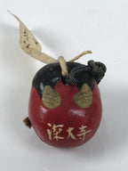 Japanese Clay Bell Dorei Amulet Vtg Tsuchi-Suzu Child Mushikiri Temple Red DR648