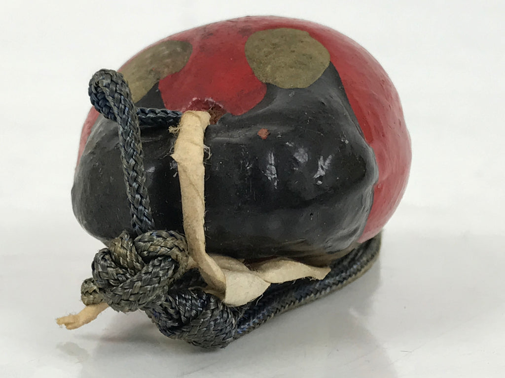 Japanese Clay Bell Dorei Amulet Vtg Tsuchi-Suzu Child Mushikiri Temple Red DR648