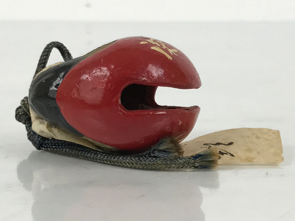 Japanese Clay Bell Dorei Amulet Vtg Tsuchi-Suzu Child Mushikiri Temple Red DR648