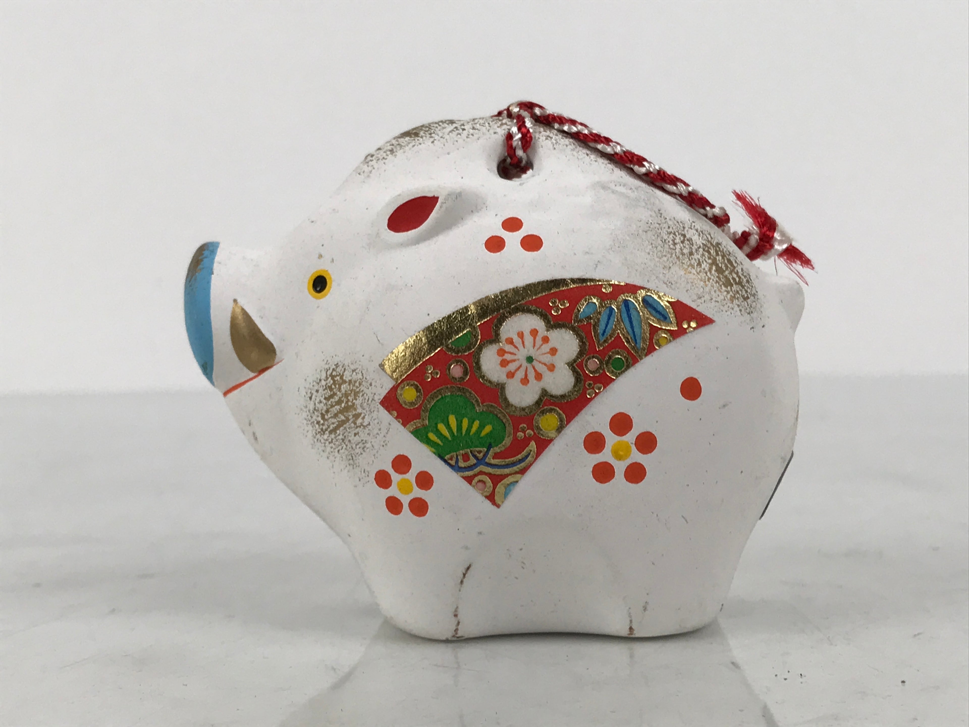 Japanese Clay Bell Dorei Boar Vtg Tsuchi-Suzu Zodiac Animal Inoshishi DR664