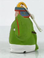 Japanese Clay Bell Dorei Bugaku Dancer Vtg Tsuchi-Suzu Green Kimono Man DR658