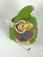 Japanese Clay Bell Dorei Bugaku Dancer Vtg Tsuchi-Suzu Green Kimono Man DR658