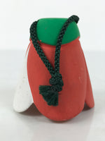 Japanese Clay Bell Dorei Camellia Flower Vtg Tsuchi-Suzu Nara Red White DR644