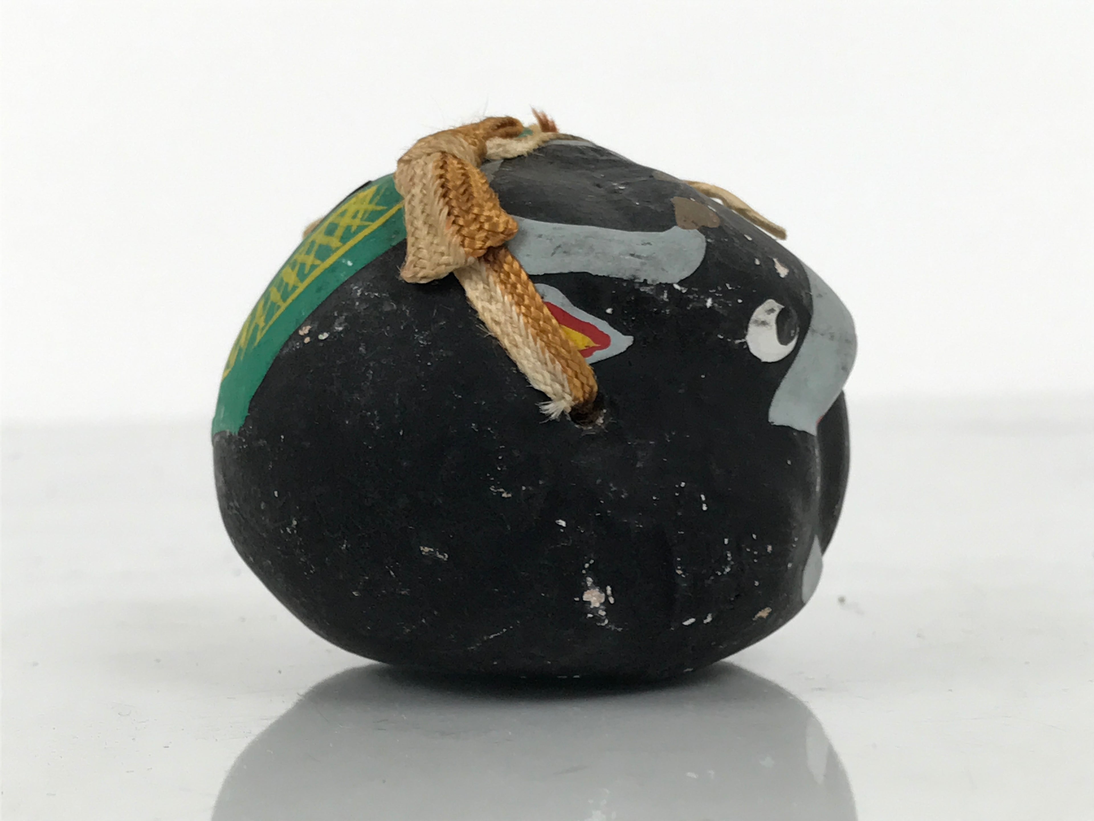 Japanese Clay Bell Dorei Cow Vtg Tsuchi-Suzu Zodiac Animal Black Ushi DR651