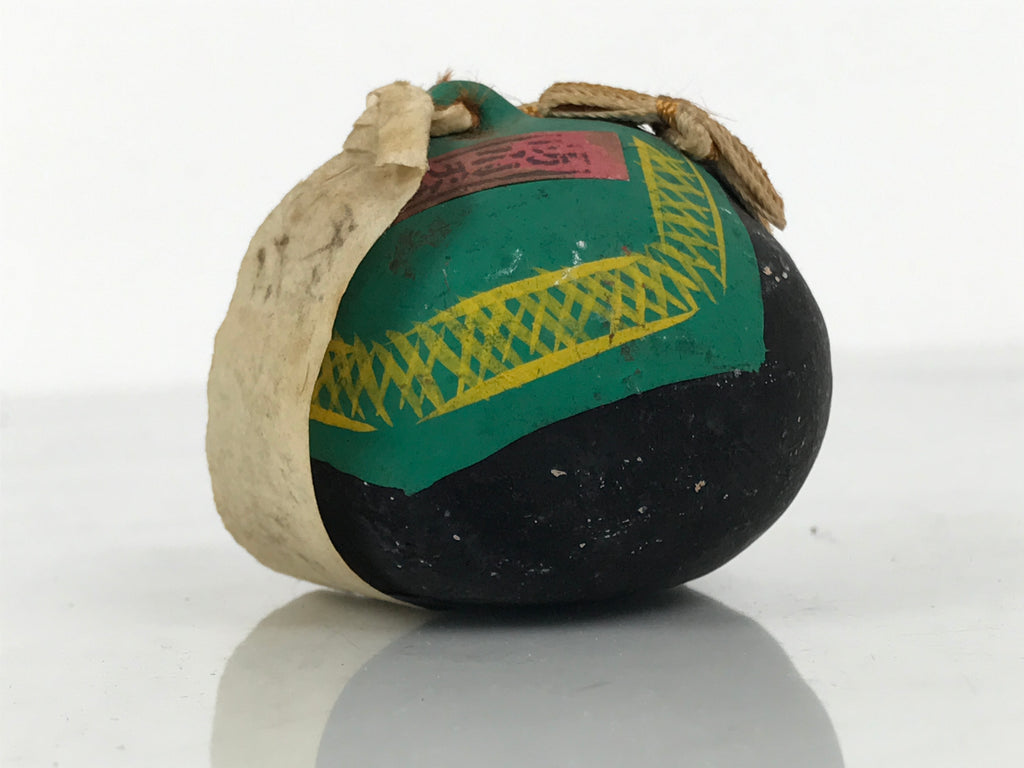 Japanese Clay Bell Dorei Cow Vtg Tsuchi-Suzu Zodiac Animal Black Ushi DR651