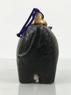 Japanese Clay Bell Dorei Cow Vtg Tsuchi-Suzu Zodiac Animal Ushi Black Gold DR678