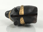 Japanese Clay Bell Dorei Cow Vtg Tsuchi-Suzu Zodiac Animal Ushi Black Gold DR678