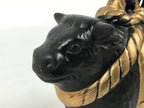 Japanese Clay Bell Dorei Cow Vtg Tsuchi-Suzu Zodiac Animal Ushi Black Gold DR678