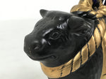 Japanese Clay Bell Dorei Cow Vtg Tsuchi-Suzu Zodiac Animal Ushi Black Gold DR678
