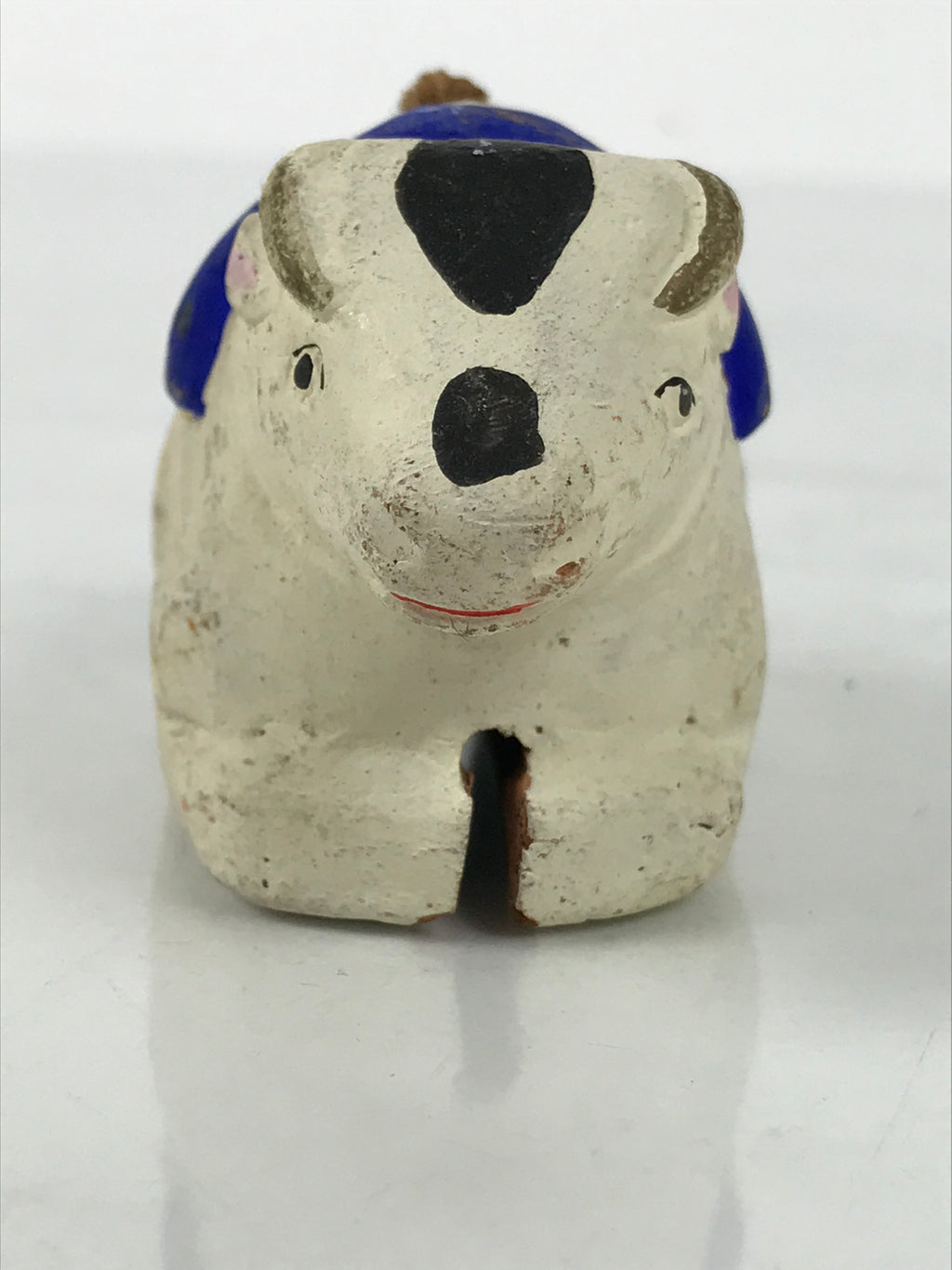Japanese Clay Bell Dorei Cow Vtg Tsuchi-Suzu Zodiac Animal Ushi White DR628