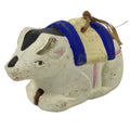 Japanese Clay Bell Dorei Cow Vtg Tsuchi-Suzu Zodiac Animal Ushi White DR628