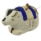 Japanese Clay Bell Dorei Cow Vtg Tsuchi-Suzu Zodiac Animal Ushi White DR628