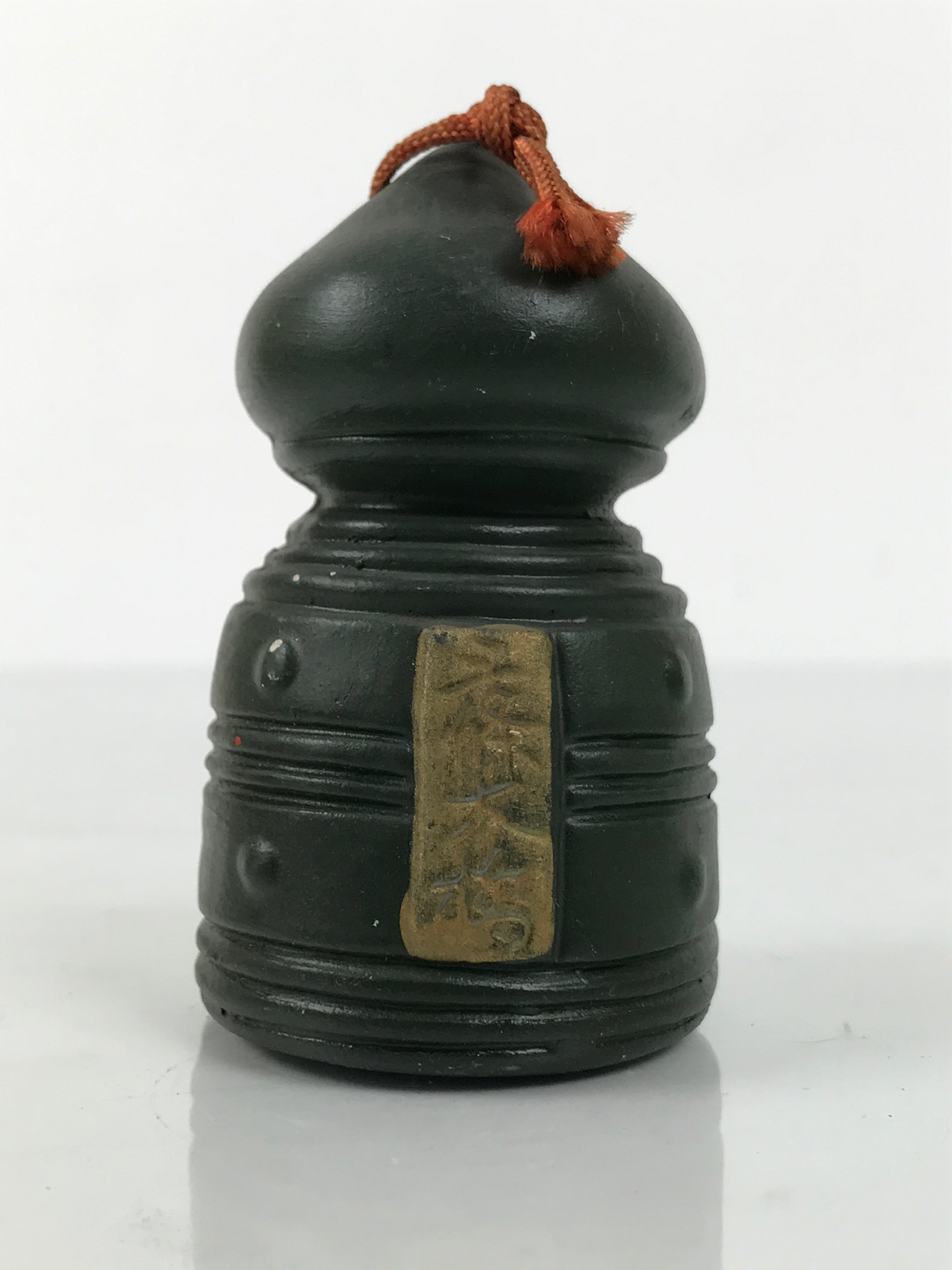 Japanese Clay Bell Dorei Giboshi Bridge Finial Vtg Tsuchi-Suzu Green Gold DR635