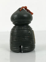 Japanese Clay Bell Dorei Giboshi Bridge Finial Vtg Tsuchi-Suzu Green Gold DR635