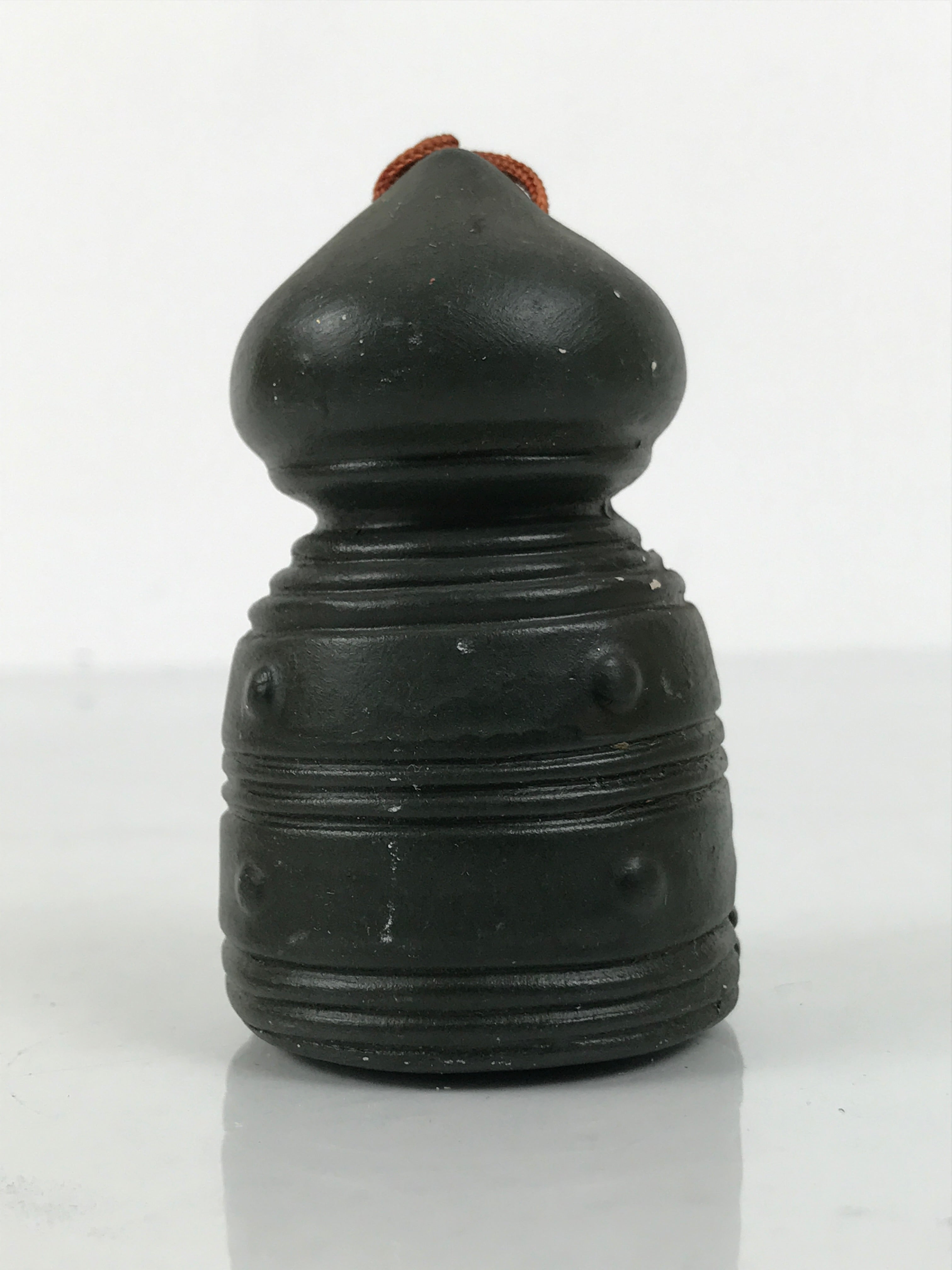 Japanese Clay Bell Dorei Giboshi Bridge Finial Vtg Tsuchi-Suzu Green Gold DR635