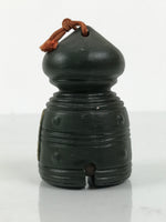 Japanese Clay Bell Dorei Giboshi Bridge Finial Vtg Tsuchi-Suzu Green Gold DR635