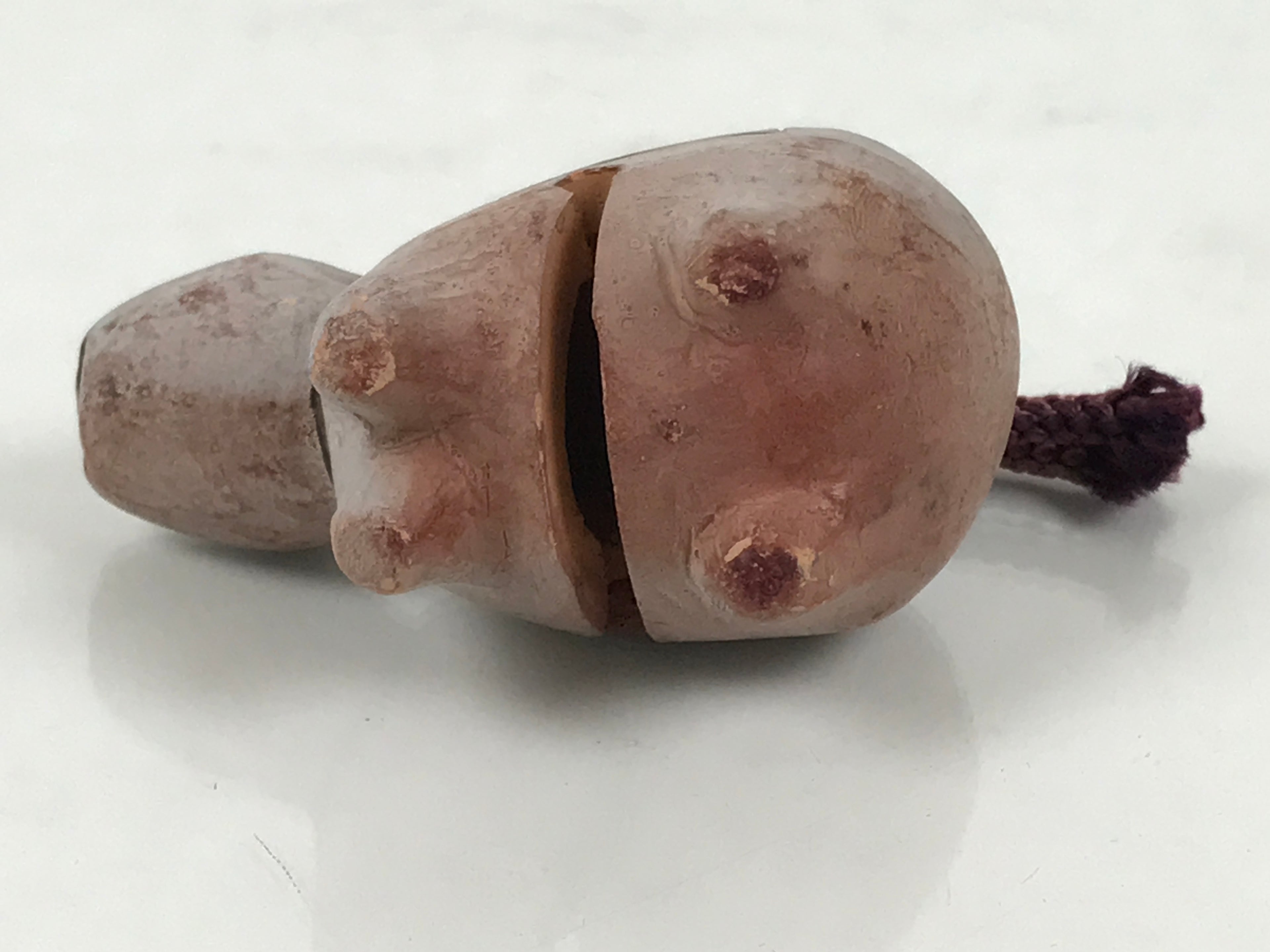 Japanese Clay Bell Dorei Hariko Cow Vtg Tsuchi-Suzu Zodiac Animal Ushi DR619