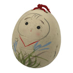 Japanese Clay Bell Dorei Hime Daruma Vtg Tsuchi-Suzu Flower Kimono Beige DR633