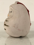 Japanese Clay Bell Dorei Hime Daruma Vtg Tsuchi-Suzu Momiji Peony White DR646
